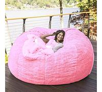 IJNBHU Pouf Géant Immense 140 cm De Diamètre Fourrure XXL Blanc ou Gris ou Chocolat avec Ultra Confortable,Canapé,Double Housses,Coussin(Color:1,Size:5ft)