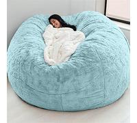 IJNBHU Pouf Géant Immense 140 cm De Diamètre Fourrure XXL Blanc ou Gris ou Chocolat avec Ultra Confortable,Canapé,Double Housses,Coussin(Color:9,Size:7ft)