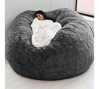 IJNBHU Pouf Géant Immense 140 cm De Diamètre Fourrure XXL Blanc ou Gris ou Chocolat avec Ultra Confortable,Canapé,Double Housses,Coussin(Color:5,Size:7ft)