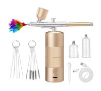 IJSDNVJNDX Kit Aérographe avec Compresseur, Ensemble D'Aérographe avec Buse de 0,3 Mm, Aérographe pour Ongles, Maquillage Facile à Utiliser, Doré