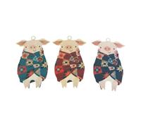 IJSDNVJNDX Pendentif Cochon dans Couvertures Ornements à Suspendre en Bois Décorations d'arbre de Noël en Forme de Porcelet Mignon pour Cadeau de Père Noël Secret