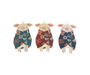 IJSDNVJNDX Pendentif Cochon dans Couvertures Ornements à Suspendre en Bois Décorations d'arbre de Noël en Forme de Porcelet Mignon pour Cadeau de Père Noël Secret