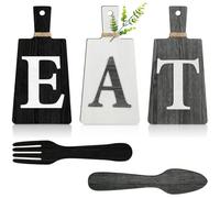 IJSDNVJNDX Planche à Découper Eat Sign Set Art Suspendu Cuisine Eat Sign Fourchette et Cuillère Décoration Murale et de Cuisine, B Facile à Installer Facile à Utiliser
