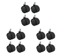 IJSDNVJNDX Roulette Pivotante En Plastique 8mm Tige Filetee Diametre de Roue de 1,5 Pouces 12 Pcs Noir