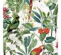 Ikala Wallpaper Blanc/Multicolore - Fleurs/Feuillage/Oiseaux - World of Wallpaper AF0006