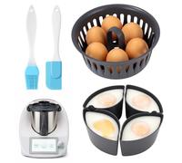 ikBrtaiay Cuiseur à Œufs et Moule à Œufs Pochés, 2 en 1 Cuiseur à Œufs Porte-œufs Pochoir Insert, Accessoire pour TM6 TM7 TM31, Sans BPA(à Deux Niveaux), pour 4 Œufspochés & 6 Œufscuits en Coquille