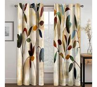 IKDZCM Rideaux occultants Modernes imprimés 3D, 2 pièces, Feuilles Vertes élégantes, Fleurs, Rideau de fenêtre pour décoration de Salon, Chambre à Coucher, LxH/2x80x150
