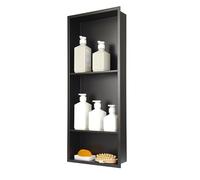 IKITRAEE Niche de Douche Encastrable INOX 3 Compartiments, Étagère Murale Soudure sans Joint Étanche Antirouille, Rangement Salle de Bain Shampoing Savon(Noir Mat, 75 x 30 x 10 cm)