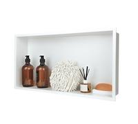 IKITRAEE Niche de Douche Horizontale Encastrable INOX, Étagère Murale Large Grande Capacité, Soudure sans Joint Étanche, Rangement Flacons et Accessoires Douche(Blanc Mat, 60 x 30 x 10 cm)