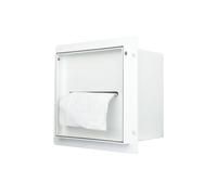 IKITRAEE Porte-papier toilette encastré - Carrelage fermé - En acier inoxydable - Avec rabat push-to-open - Blanc mat - 150 x 150 x 125 mm