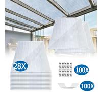 Ikodm, 28 pièces de panneaux en polycarbonate alvéolaire de 4 mm, avec 100 clips en acier inoxydable pour serre. Panneaux transparents alvéolaires résistants aux UV, adaptés aux serres et aux abris de