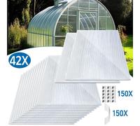 Ikodm, 42 pièces de panneaux en polycarbonate alvéolaire de 4 mm avec 100 clips en acier inoxydable pour serre. Panneaux transparents alvéolaires résistants aux UV, adaptés aux serres et aux abris de 