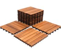 Ikodm : 77 dalles en bois clipsables, dimensions 30x30 cm, aspect naturel en acacia, idéales pour terrasse et jardin