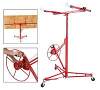 Ikodm : Aide au montage pour plaques, élévateur de panneaux, élévateur de plaques, système de levage pour plaques de plâtre, construction sèche, carrelage, ensemble avec poignée, couleur rouge