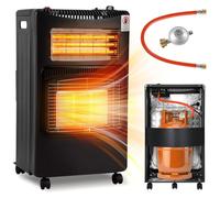 Ikodm, chauffage 2-en-1 gaz et électrique, 4200W/1200W, céramique et quartz, 3 niveaux de puissance pour le gaz, allumage automatique (ODS), 5 roulettes