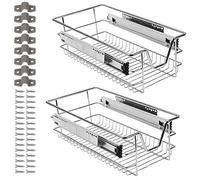 Ikodm Ensemble de 2 tiroirs télescopiques de 30 cm pour cuisine, extracteur de placard, équipement supplémentaire pour placard de cuisine, tiroirs de cuisine en métal à encastrer pour évier, tiroirs