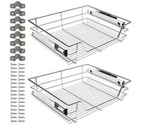 Ikodm Ensemble de 4 tiroirs télescopiques de 60 cm pour cuisine, tiroir pour armoire, ajout pour placard de cuisine, tiroirs de cuisine en métal à encastrer, tiroirs de placard extensibles