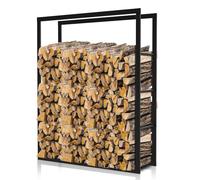 Ikodm Étagère à Bois de Cheminée - Intérieur et Extérieur - Métal - 80 x 25 x 100 cm - Aide à Empiler le Bois - Pour Poêle - Abri d'Extérieur - Noir