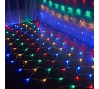 Ikodm Filet lumineux LED - 2 x 2 m - 204 LED - 8 modes - Rideau lumineux avec prise pour décoration intérieure et extérieure - Multicolore