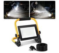 Ikodm, lot de 5 projecteurs LED de construction de 50W, 4000 lumens, 6500K, éclairage puissant avec trépied et câble de 3 mètres, pour travaux de construction, industrie, extérieur, lumière blanche fr