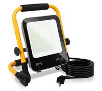 Ikodm, lot de 5 projecteurs LED pour chantier, avec trépied, 6000K, 50W, lampe de travail réglable, idéale pour les chantiers, les ateliers, les garages et les espaces extérieurs