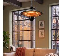 Ikodm, panneau chauffant infrarouge 600/1200/1800 W avec interrupteur de ventilation, radiateur à fibres de carbone, 3 niveaux de chauffage, couleur noire