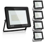Ikodm Projecteur LED 5pcs 100W Spot LED Extérieur Super Lumineux 6000K Blanc Froid 8500LM, IP66 Étanche Extérieur pour Terrain de Sport Garage Arrière Cour Arbre Lumière