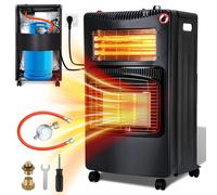 Ikodm, radiateur 2-en-1 gaz et électrique, 4200W/1200W, céramique et quartz, 3 niveaux de puissance pour le gaz, allumage automatique (ODS), 4 roulettes, inclut 2 adaptateurs EU