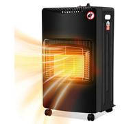 Ikodm - Radiateur de chauffage au gaz noir, 4200 W, 3 niveaux de chauffage, infrarouge, protection contre le basculement, protection contre les flammes, mobile, pliable avec roulettes