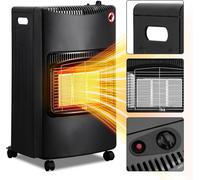 Ikodm - Radiateur infrarouge noir, chauffage au gaz, 4200 W, 3 niveaux de chauffage, sécurité avec arrêt automatique, régulateur, tuyau, 2 adaptateurs