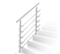 Ikodm Rampe escalier Acier affiné inoxydable 5 traverses 150cm Ø 42 mm, Mains Courantes à Angle Réglable, pour Intérieur Extérieur, Escaliers, Balustrade, Balcon, Rambarde
