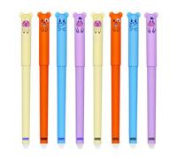IKOPFLN 8 Pièces Stylos gel effaçables,gamme de couleurs d’encre, pour enlever l'encre sans consommer la feuille pointe de 0,5 mm, motifs d’animaux, Cadeaux pour les étudiants
