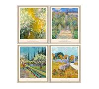 IKORNUO Lot de 4 impressions murales vintage Van Gogh Monet sans cadre, images pour chambre à coucher, 20,3 x 25,4 cm, sans cadre