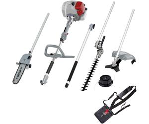 IKRA 4in1 Outil multifonction à essence IBKH 33-1| Coupe-bordures 43 cm | Débroussailleuse Ø 25,5 cm | Taille-haie télescopique 40 cm | Ébrancheur longueur de coupe 24 cm