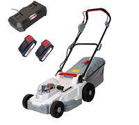 Tondeuse à gazon sans fil IKRA ICM 2/2037 | 2x20V | Largeur de coupe 37 cm | 5 hauteurs de coupe | Bac de ramassage 40 l | Avec kit mulching, 2 batteries 2,0 Ah et double chargeur rapide