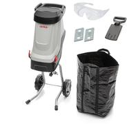 Broyeur électrique IKRA Broyeur à couteaux IMH 2800 | 2800 W | Branches jusqu'à 45 mm | Couteaux réversibles | Sac de collecte 45 L, poussoir, couteaux de rechange et lunettes de protection inclus