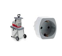 Ikra Broyeur Silencieux électrique ILH 3000A, diamètre de la Branche 44mm, Moteur Puissant de 3000W & Zenitech-Adaptateur M France/F SCHUKO (Allemagne, Espagne?) Blanc - Zenitech