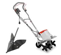 IKRA motoculteur électrique IEM 1500, 2 largeurs 32 et 45 cm, avec charrue | 1500 W, profondeur de travail 20 cm, talon de frein, roue de transport, pliable, protection contre les surcharges