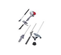 Ikra - Outils de Jardin Multifonction Thermique 4 en 1 Taille haie + Élagueuse + Débroussailleuse (Lame et Bobine)