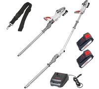 IKRA Taille-haie télescopique 2 en 1 ICPH 2050, avec 2 Batteries & Chargeur | Utilisable pour les haies normales ou, grâce à la fonction télescopique, pour les haies hautes,gamme de batteries 20 V d'IKRA