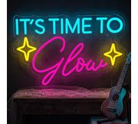 Il est temps de briller Panneau néon rose - Panneau LED lumineux pour mur - Inscription LED pour café, mariage, anniversaire, chambre, Thanksgiving, Noël, Nouvel An, bar, fête - Décorations