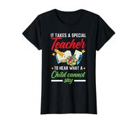 Il Faut Un Enseignant spécial pour Entendre ce qu'un Enfant ne Peut Pas dire T-Shirt Graphique avec Valeur, Femme, Noir, XS