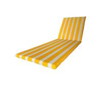 Il Tuo Artigiano Design Coussin imperméable pour chaise longue bandée - 190 x 60 cm polyester hydrofuge - Coussin amovible fabriqué en Italie (blanc et jaune)