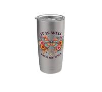 Il va bien avec mon âme Christian Pretty Vintage Butterfly Gobelet isotherme en acier inoxydable double paroi