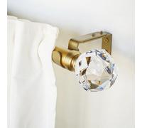 ILAISIHOME Tringle à rideau décorative dorée de luxe avec embouts à facettes transparents, 182,9 à 365,8 cm, tringle à rideau simple standard pour 1 lot, 2,85 cm de diamètre, longueur réglable