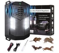 ilikable Répulsif Anti Martre Voiture Ultrason, Anti Rongeur Fouine | Ultrasonique Lumière pour Moteur DC 12V à la Batterie Fonctionnement Automatique Protection pour Moteur Grenier Garage