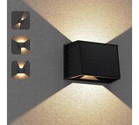 ILIKEPOW Lampe Solaire Exterieur Murale, Appliques Murales LED 3000K Blanc Chaud ave Éclairage Haut et Bas, IP65 Étanche Lampe Solaire D'extérieur Pour Jardin, Cour, Garage, Extérieur