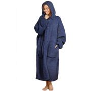 ililmmoe Couverture à capuche en peluche pour homme et femme, super chaude et confortable, grande couverture à porter pour la maison, manteaux en peluche épaisse et ample, bleu marine, taille unique