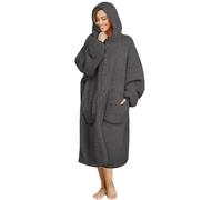 ililmmoe Couverture à capuche en peluche pour homme et femme, super chaude et confortable, grande couverture à porter pour la maison, manteaux en peluche épaisse et ample, Gris foncé., taille unique