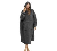 ililmmoe Sherpa Couverture à capuche surdimensionnée avec manches longues et poche (gris foncé, taille unique)